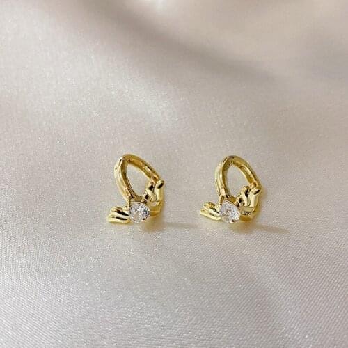 WTLTC Cute Small Tiny Angel Wings Hoop Earrings for Women Vintage Cubic Zirconia Huggie Earrings Mini Ear Huggies Earrings 2021