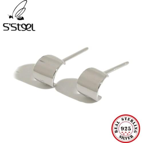 SSTEEL Concise Geometry Stud Earrings For Women 925 Sterling Silver Cute Earring Pendientes Plata De Ley 925 Mujer Fine Jewelry