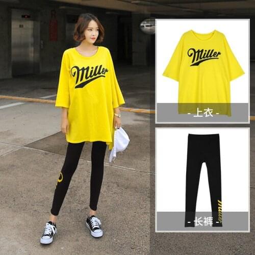 Plus Size Women Sport Set Fat Girl Running Clothes Summer Loose Letter Yoga Suit