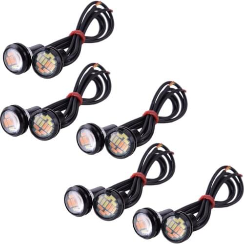 1 Set 23MM Car Dual Color Eagle Eye LED Daytime Running Light Tail Reversing Backup Lamp 15W 12V Universal