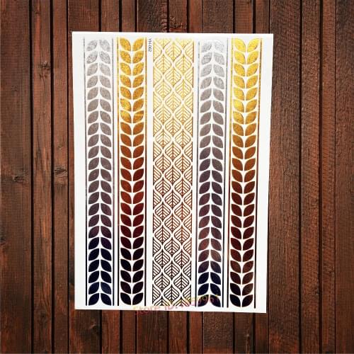 1PC Glitter Leaf Bracelet Tattoo Gold Silver Metallic Tattoo Body Art Waterproof Temporary Tattoo Sticker Arm Leg Jewelry AYH062