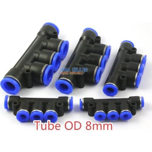 10 Pieces Pneumatic Manifold Union Tube OD 8mm Air Push In To Connect Fitting One Touch Quick Release Fitting