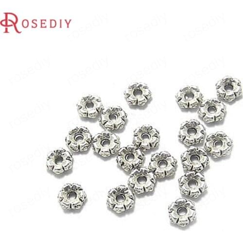 12812)100PCS 5MM Antique Style Zinc Alloy Flower Spacer Beads Bracelet Beads Jewelry Findings Accessories