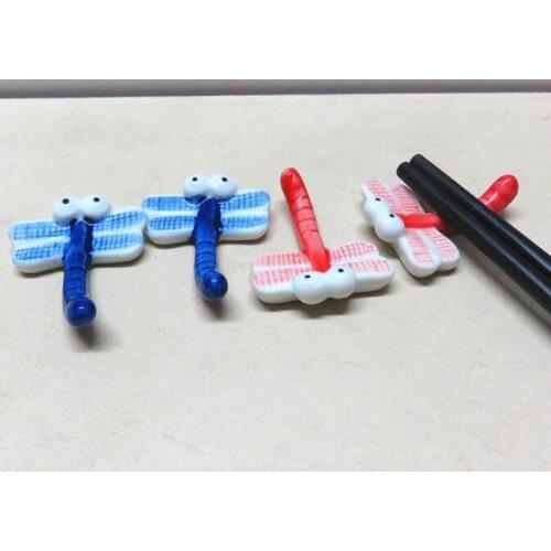 2pcs/set Tableware Spoon Fork Chopstick Utensils Dinner Table Decor Ceramic Household Dragonfly Chopstick Rest Shelf Stand