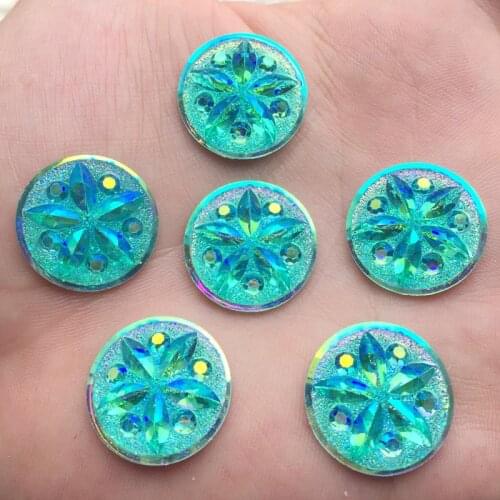 20pcs/lot 20mm Flower &Round AB Resin Crystal Stones Flatback Rhinestone for DIY Craft Clothes Decoration button -A415