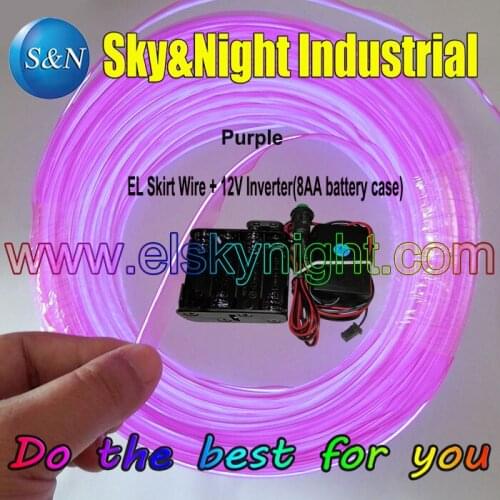 2017Hot Item Purple-10M EL Wire/EL Welt Wire/EL Skirt Wire-Kelly With 8AA Inverter +Free Shipping