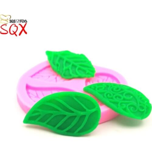 3PCS Leaf Lace Fondant Cake Mold Silicone 3D Leaf Fondant Mold Square Hollow Flower Leaf Lace Cake Decoration Mould SQ1691