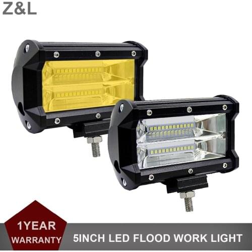 5 INCH LED WORK LIGHT OFF ROAD FLOODLIGHT 9-30V CAR MOTORCYCLE SUV TRUCK WHITE YELLOW NIGHT DRIVING FOG LAMP AUXILIARY INDICATOR