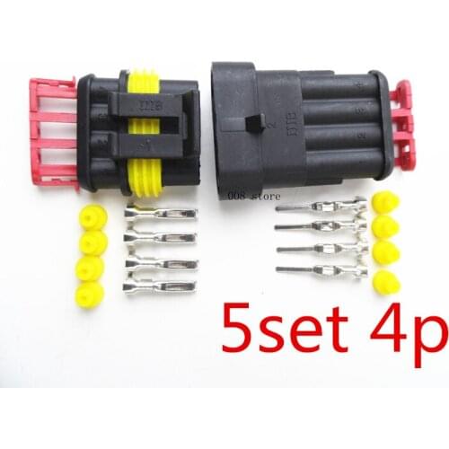 Free shipping 5 Sets NEW Car Auto 4 Pin Way Sealed Waterproof Electrical Wire Connector Plug Set
