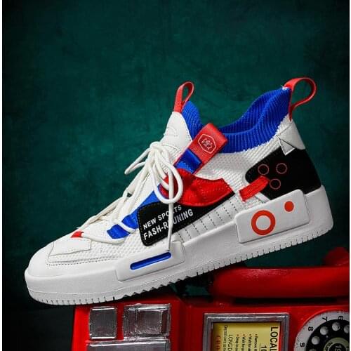 Oversize High Top Summer Socks Sneakers Man Running Shoes Sport Sock Mens White Sports Shoes Tennis Zapato Runners Gym GMA-0947