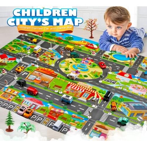 Large City Traffic Car Park Mat Play Kid Rug Developing Baby Crawling Indoor House Game Map Toy Children Together Playmat Puzzle