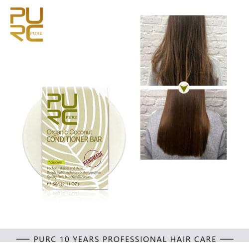 PURC Organic Coconut Conditioner Bar Vegan Handmade Straightening Repair Damage Frizzy Hair Conditioner Hair Care