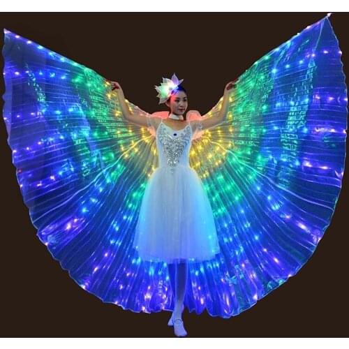 Colorful Dancing Light Props Fluorescent Belly Dance Cloak Shawl Fairy Performance Clothing, Glow Light Up Belly Dance