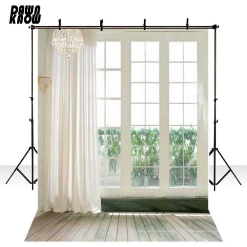 DAWNKNOW Curtain Window Vinyl Photography Background Floor Indoor For Children Polyester Backdrop For Wedding Photo Studio 0811