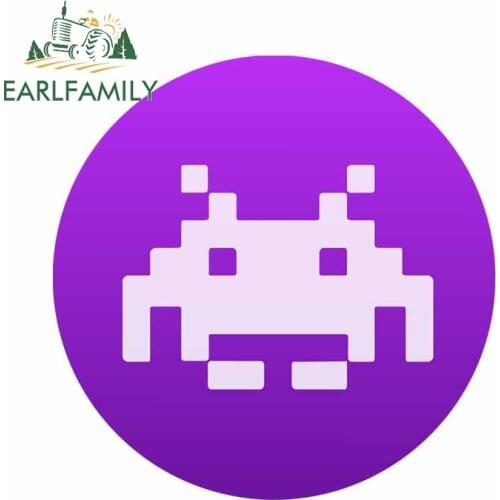 EARLFAMILY 13cm x 12.8cm for Arcade Space Invaders Purple Car Sticker Suitcase Decal Kids Room Scratch-Proof Snowboard Graphics