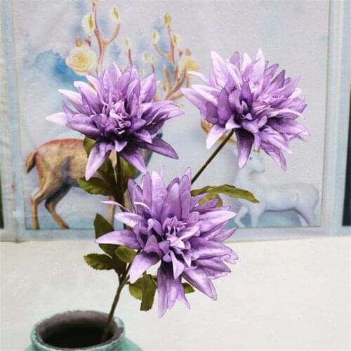 10P Fake Romantic Dahlia (3 Heads/Piece) 25.98" Length Simulation Oil Painting Peony for Wedding Home Artificial Flowers
