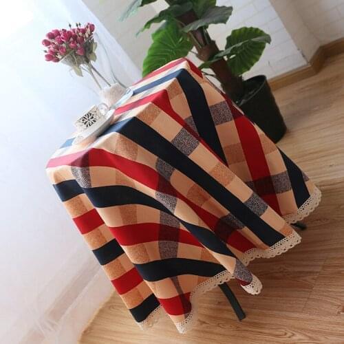 British American Mediterranean style lace plaid table cloth home living room dining round cover towel
