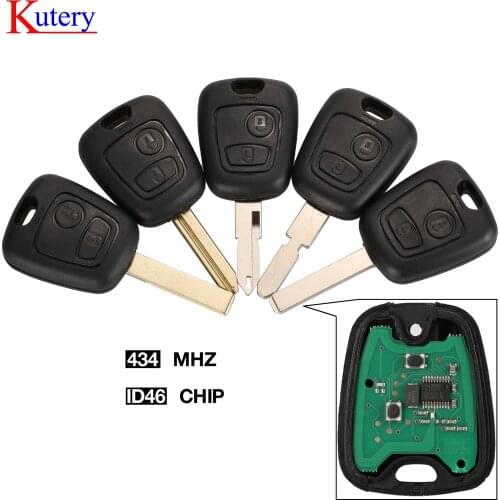 Kutery 434MHZ ID46 Chip Remote Smart Car Key Fob For Citroen C2 C3 C4 Saxo Picasso Xsara Peugeot 106 206 306 307 107 207 407