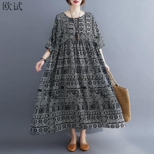 Oversized Summer Beach Floral Dress Casual Cotton Ladies Dresses for Women Oversize Korean Dress Robe Femme 2021