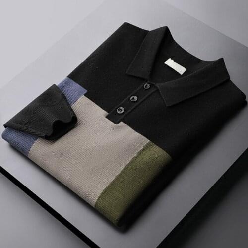 Classic Geometric Jacquard Mens Sweaters Luxury Autumn Winter Contrast Color Casual Male Sweaters Fashion Fit Man Sweaters