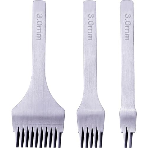 3Pcs/ set Leather Craft Tool Set 2.7/3.0/3.38/3.85 mm Stainless Steel Hole Chisel Graving Stitching Punch Tools Kit 3 size