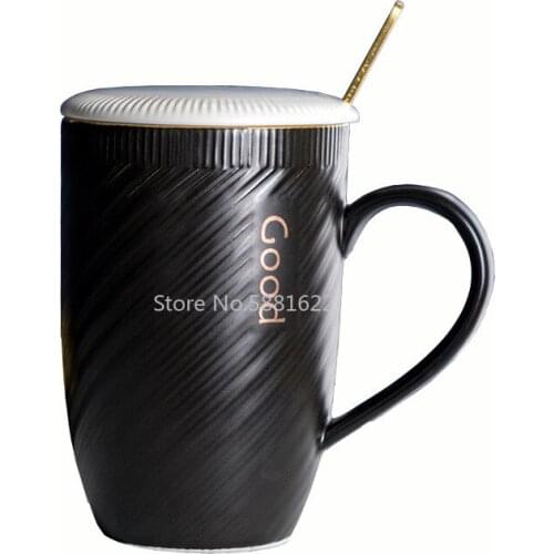 New Nordic Minimalist Style Ceramic Mug Mug with Lid with Spoon Couple Coffee Cup Gift Creative Design Mug