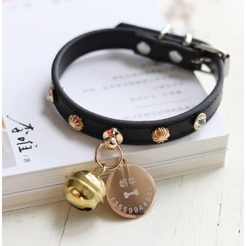 Rock style pet collar rivet traction medium-sized dog lettering identity card anti-lost collar cat dog jewelry ring Украшения