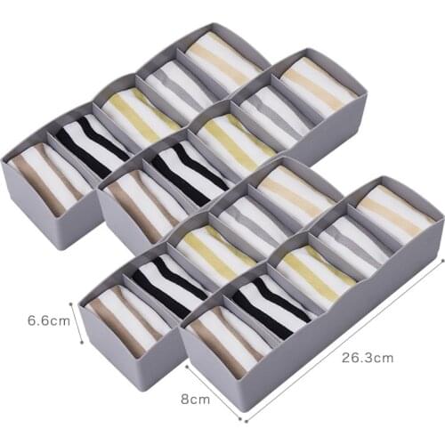 4PCS Closet Storage Box Organizer 5 Grids Socks Bra Underwear Organizer Wardrobe Home Plastic Boxes Desktop Wardrobe Plastic Box