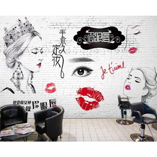 Beibehang Custom 3D wallpaper personalized tattoo Korean Ding zhuang wallpaper makeup beauty nail retro brick board 3d wallpaper