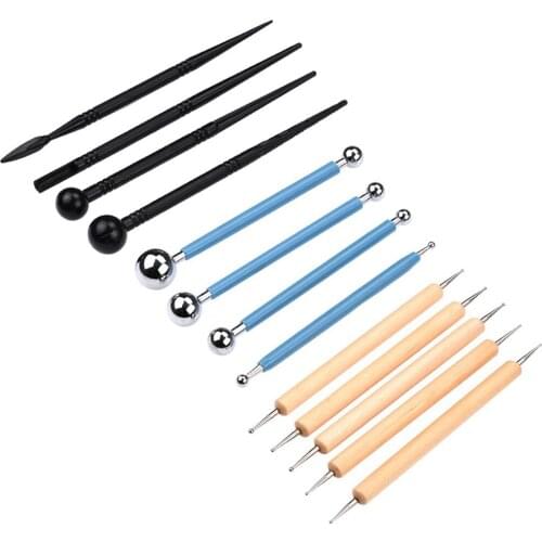 Practical Boutique 13 Piece Ball Stylus Dotting Tools, Clay Pottery Modeling Set, Rock Painting Kit
