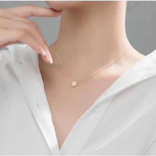 Silver Pendant Necklace 925 Sterling Silver Necklace with Cubic Zirconia Luxury