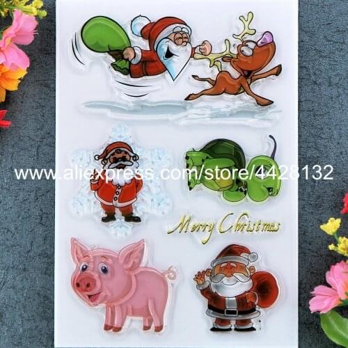 Merry Christmas Pig Santa Scrapbook DIY photo cards rubber stamp clear stamp transparent stamp 10x15cm 9012046