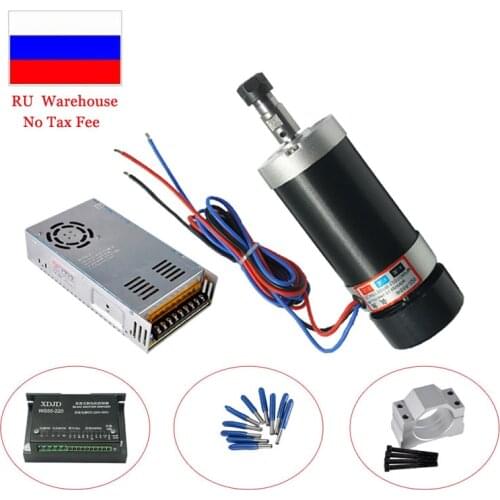 DC Spindle 500W ER11 Brushless CNC Router Motor Air Cooled Machine Tool +55MM Clamp +Stepper Motor Driver +48V Power Supply Kit
