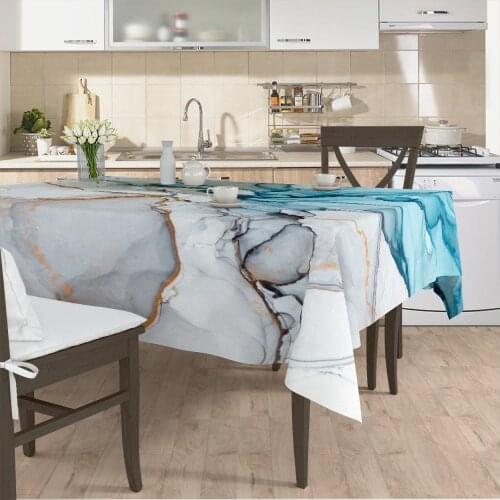 Table cloth living room kitchen cover grey blue marble patterned micro fabric cover with runner pattern Free Shipping