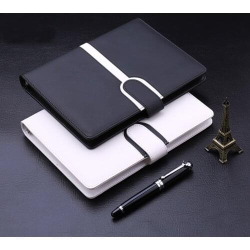 High-end business Notebook Loose-leaf leather Spiral Notepad 6 holes Planner Schedule book line pages Card slot design Gift