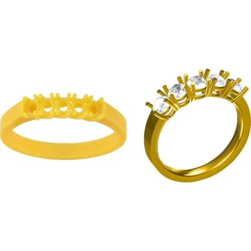 High Wax Contained Castable Resins Printing Services for Classic Solitaire Ring with Stones 3D STL 3dm CAD Files
