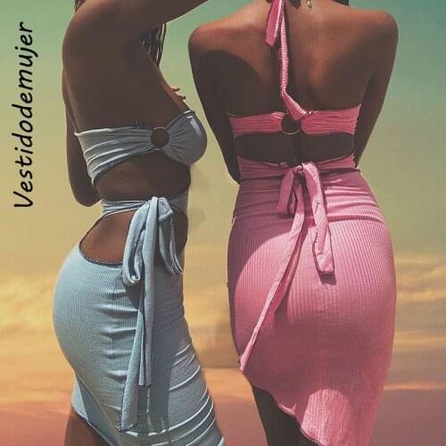 Vestido De Mujer Sexy Slanted Shoulder Hollow Out Bandage Dress Women Summer Cut-Out Midi Bodycon Club Party Dress Slim Outfits