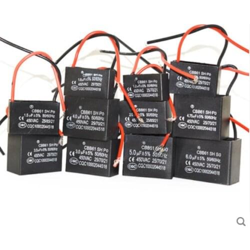 1pcs CBB61 Capacitor 450V for Terminal Ceiling Fan Motor Running 1uF 1.2/1.5/2/2.5/3/4/5/67/8/10 /12/14/15/16/18/20/25UF