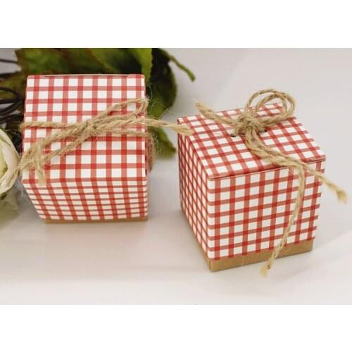 100pcs/lot Paris Red Gird Wedding Candy Favor Gift Boxes Birthday Baby Shower cake candy cholocate box