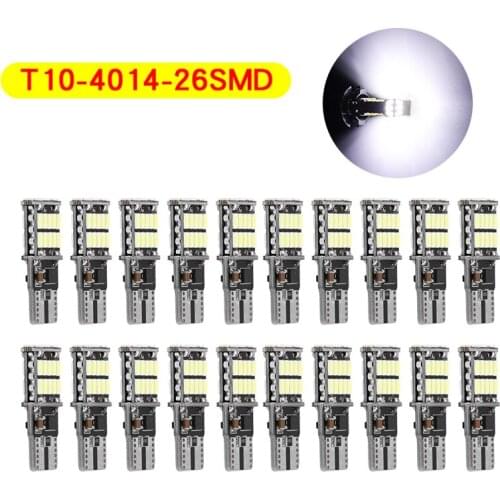 20Pcs/Lot Highlight T10 W5W 4014 26SMD Car Decoding LED Canbus Bulbs Error Free Side Marker License Plate Lights