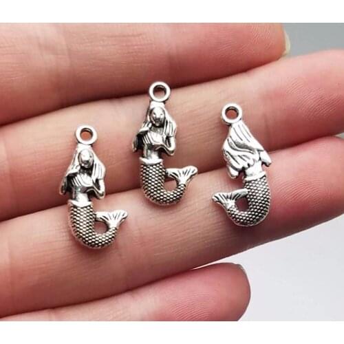 25pcs/lot--22x10mm, Antique silver plated Mermaid charms,DIY supplies,Jewelry accessories