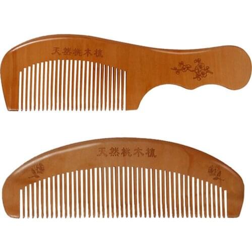 Natural Peach Comb Anti-static Peach Wooden Comb Massage Health Care Hair Brushes Hairdressing Valentines Day Present