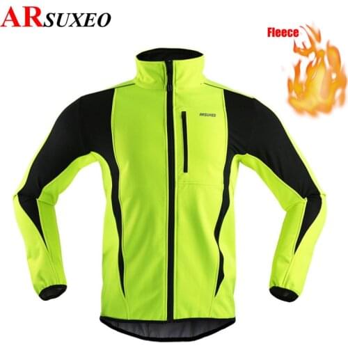 ARSUXEO Thermal Cycling Jacket Waterproof Road Bicycle Clothing Windproof Winter Warm Soft MTB Coat Riding Mountain Bike Jersey