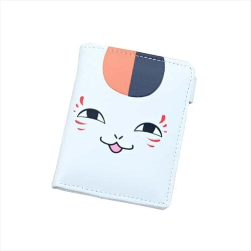 Anime Natsume Yuujinchou White PU Purse Cute Cartoon Nyanko Sensei Button Penny Wallet