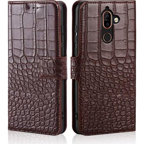 For Nokia 7 Plus TA-1046 case Flip Crocodile texture Leather Phone Card Holder Stand Cover for Nokia 7 Plus Case Wallet Coque