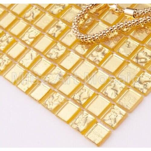 Pure gold glass mosaic Bisazaa tile 15x15x4mm for kitchen backsplash A5W01-HW02-15-4