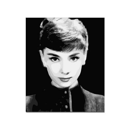 DIY 40X50 Oil Painting By Numbers Black and White Hepburn paint by numbers On Canvas Home Decor Digital Painting chrismas