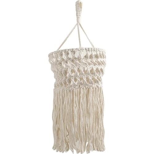 Cotton Rope Lampshade Bohemian Style Tassel Woven Lampshade Simple Literary Style Hanging Lampshade Home Decoration Lampshade