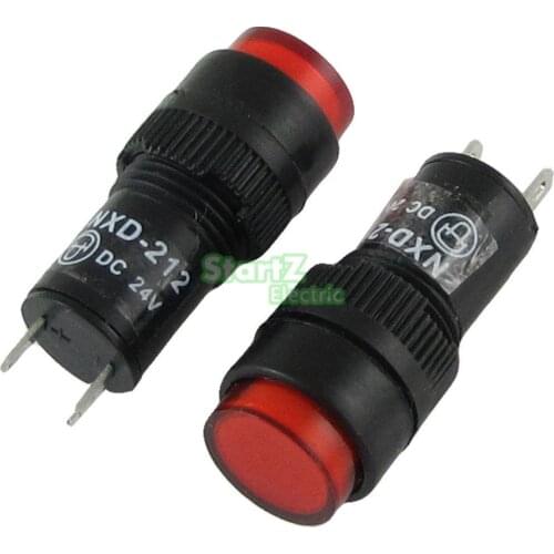 10 Pcs Red 12mm Indicator Pilot Signal Light Lamp DC12V DC24V AC220V