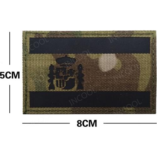 Spain Flags Patches CP Spanish Flag IR Infrared Tactical Army Military Nylon Reflective Emblem Appliques Laser Cut Badges
